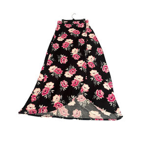 Charlotte Russe Skirt Womens Small Black Pink Floral Wrap